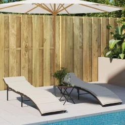 MAISON EXCLUSIVE - Chaises longues lot de 2 avec coussins marron résine tressée