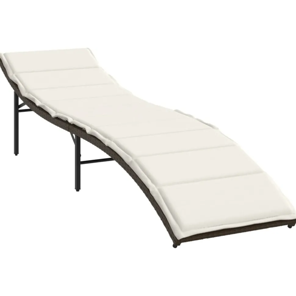 MAISON EXCLUSIVE - Chaises longues lot de 2 avec coussins marron résine tressée