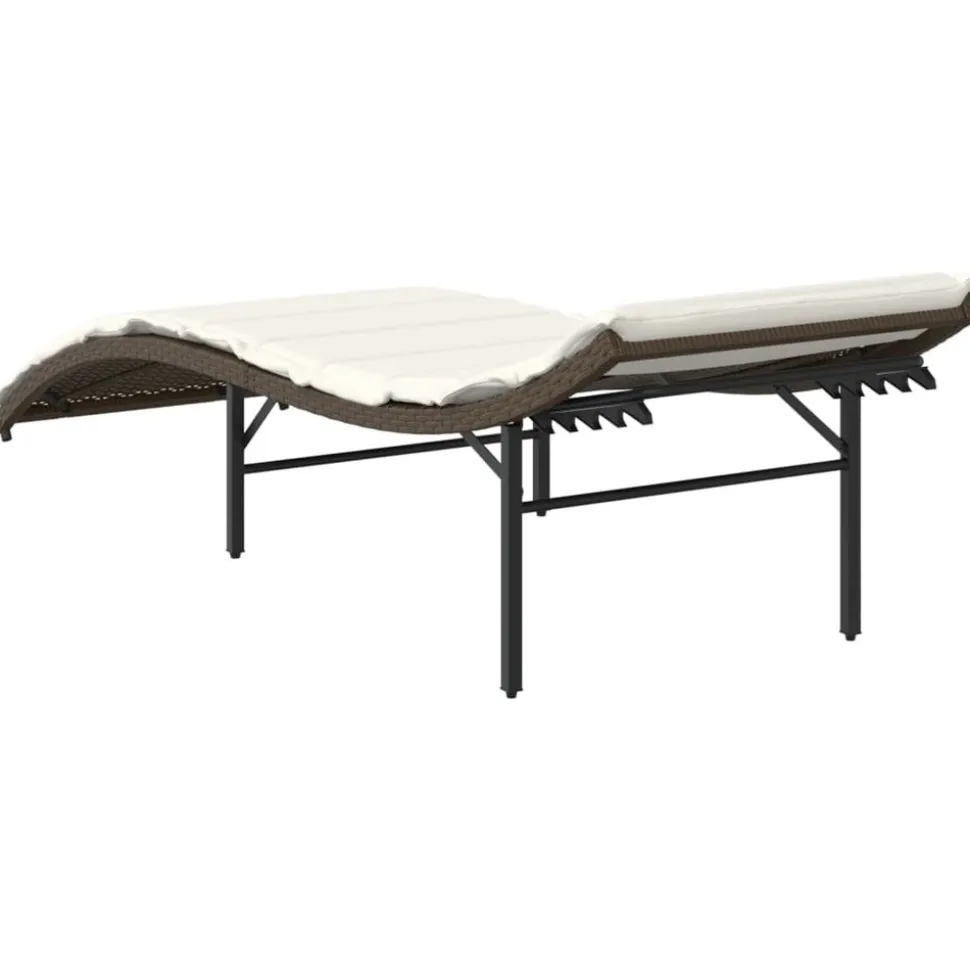 MAISON EXCLUSIVE - Chaises longues lot de 2 avec coussins marron résine tressée