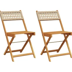 MAISON EXCLUSIVE - Chaises de bistrot lot de 2 beige bois massif d'acacia et rotin