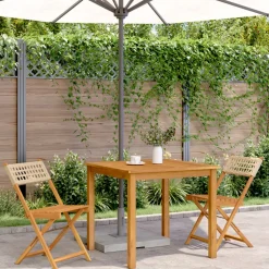 MAISON EXCLUSIVE - Chaises de bistrot lot de 2 beige bois massif d'acacia et rotin