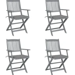 MAISON EXCLUSIVE - Chaises pliables d'extérieur lot de 4 et coussins bois d'acacia
