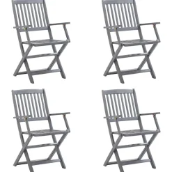 MAISON EXCLUSIVE - Chaises pliables d'extérieur lot de 4 et coussins bois d'acacia