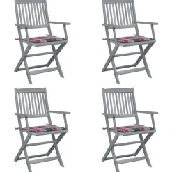 MAISON EXCLUSIVE - Chaises pliables d'extérieur lot de 4 et coussins bois d'acacia