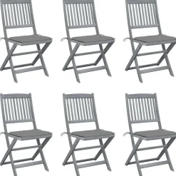 MAISON EXCLUSIVE - Chaises pliables d'extérieur lot de 6 et coussins bois d'acacia