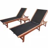 MAISON EXCLUSIVE - Chaises longues lot de 2 et table bois d'acacia et textilène