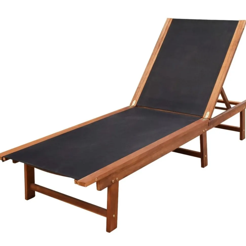 MAISON EXCLUSIVE - Chaises longues lot de 2 et table bois d'acacia et textilène