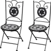 MAISON EXCLUSIVE - Chaises pliables de bistro 2 pcs céramique noir et blanc