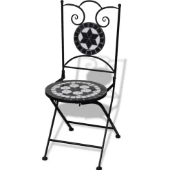 MAISON EXCLUSIVE - Chaises pliables de bistro 2 pcs céramique noir et blanc