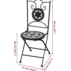 MAISON EXCLUSIVE - Chaises pliables de bistro 2 pcs céramique noir et blanc