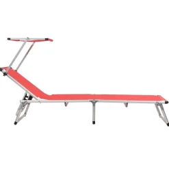 MAISON EXCLUSIVE - Chaises longues pliables et toit lot de 2 aluminium textilène