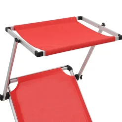 MAISON EXCLUSIVE - Chaises longues pliables et toit lot de 2 aluminium textilène