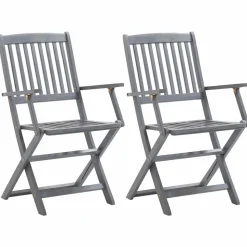 MAISON EXCLUSIVE - Chaises pliables d'extérieur lot de 2 et coussins bois d'acacia