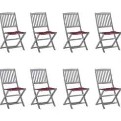 MAISON EXCLUSIVE - Chaises pliables d'extérieur lot de 8 et coussins bois d'acacia