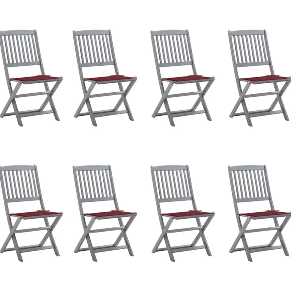 MAISON EXCLUSIVE - Chaises pliables d'extérieur lot de 8 et coussins bois d'acacia
