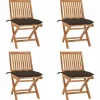 MAISON EXCLUSIVE - Chaises pliables de jardin avec coussins lot de 4 teck solide