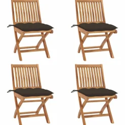 MAISON EXCLUSIVE - Chaises pliables de jardin avec coussins lot de 4 teck solide