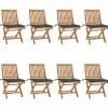 MAISON EXCLUSIVE - Chaises pliables de jardin avec coussins lot de 8 teck solide