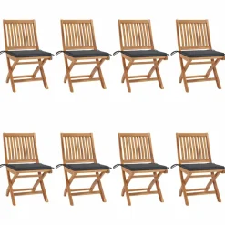 MAISON EXCLUSIVE - Chaises pliables de jardin avec coussins lot de 8 teck solide