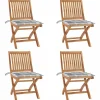 MAISON EXCLUSIVE - Chaises pliables de jardin avec coussins lot de 4 teck solide