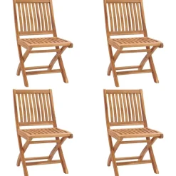 MAISON EXCLUSIVE - Chaises pliables de jardin avec coussins lot de 4 teck solide