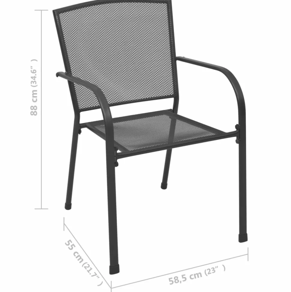 MAISON EXCLUSIVE - Chaises d'extérieur lot de 4 design maillé anthracite acier