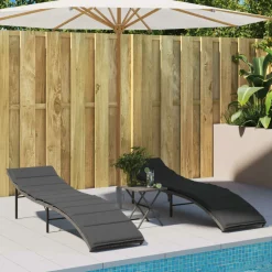 MAISON EXCLUSIVE - Chaises longues lot de 2 avec coussins gris résine tressée