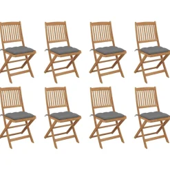 MAISON EXCLUSIVE - Chaises pliables d'extérieur et coussins lot de 8 bois d'acacia