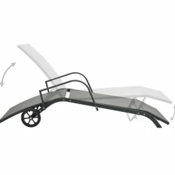 MAISON EXCLUSIVE - Chaises longues lot de 2 avec table textilène et acier