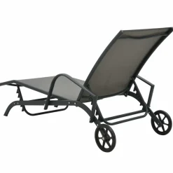 MAISON EXCLUSIVE - Chaises longues lot de 2 avec table textilène et acier