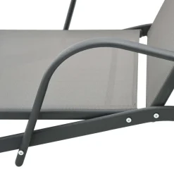 MAISON EXCLUSIVE - Chaises longues lot de 2 avec table textilène et acier