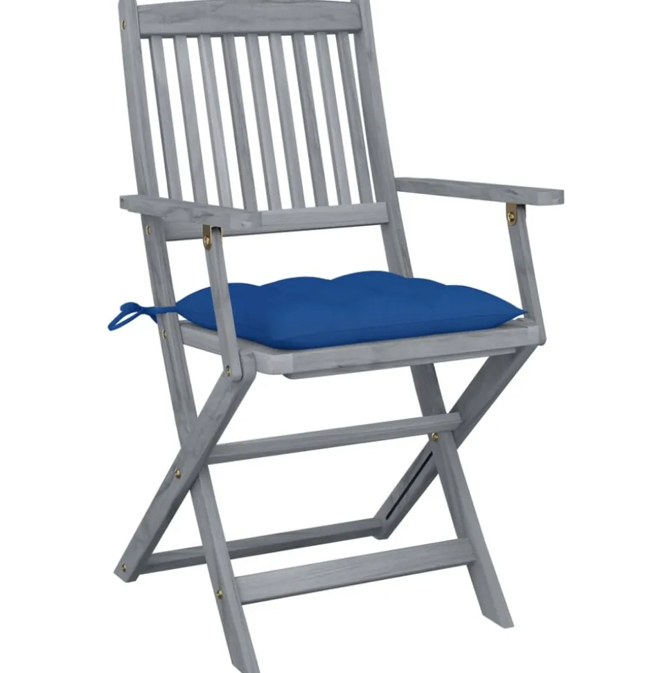 MAISON EXCLUSIVE - Chaises pliables d'extérieur lot de 2 et coussins bois d'acacia