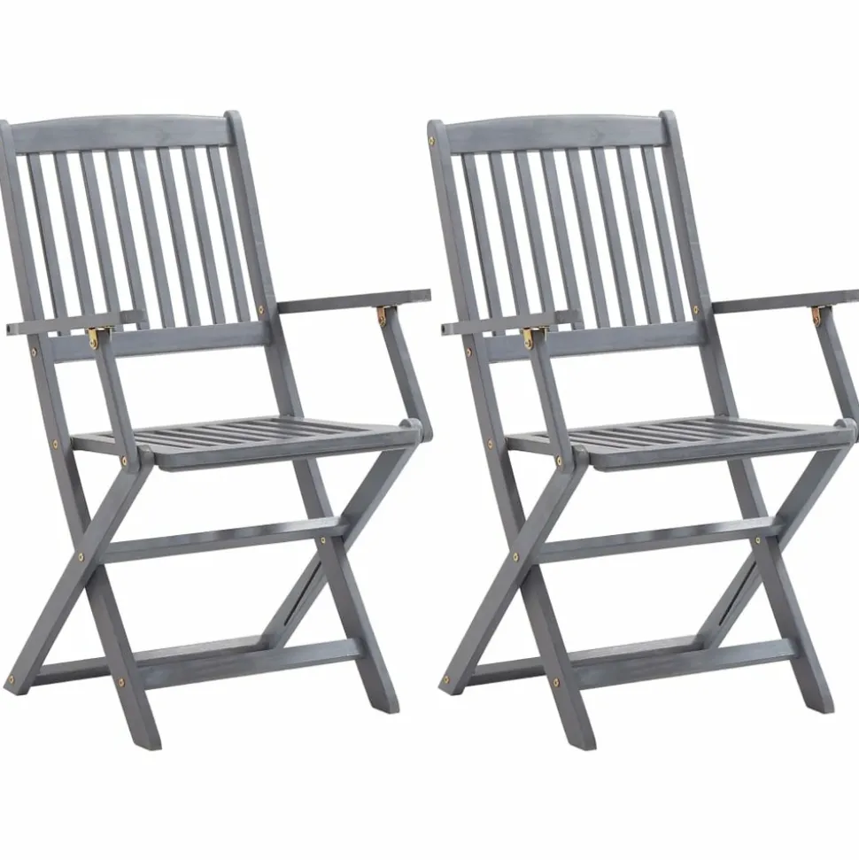 MAISON EXCLUSIVE - Chaises pliables d'extérieur lot de 2 et coussins bois d'acacia