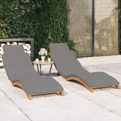 MAISON EXCLUSIVE - Chaises longues lot de 2 avec coussins bois massif de teck