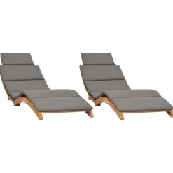 MAISON EXCLUSIVE - Chaises longues lot de 2 avec coussins bois massif de teck