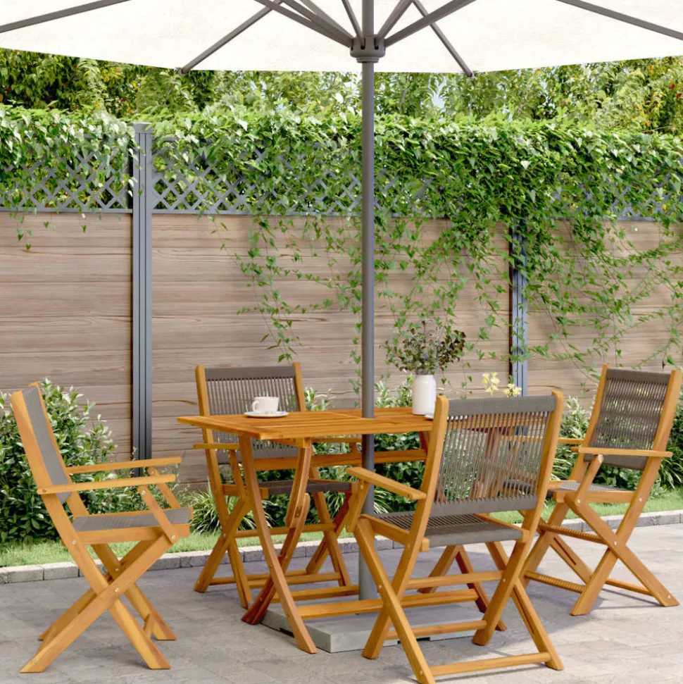 MAISON EXCLUSIVE - Chaises pliables de jardin 4 pcs gris bois d'acacia massif