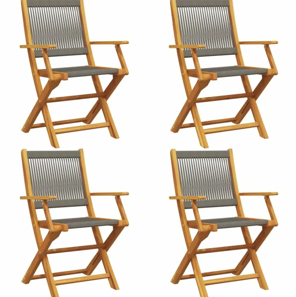 MAISON EXCLUSIVE - Chaises pliables de jardin 4 pcs gris bois d'acacia massif
