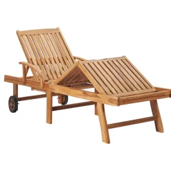 MAISON EXCLUSIVE - Chaises longues lot de 2 avec table et coussin bois teck solide