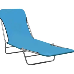 MAISON EXCLUSIVE - Chaises longues pliables lot de 2 acier et tissu bleu