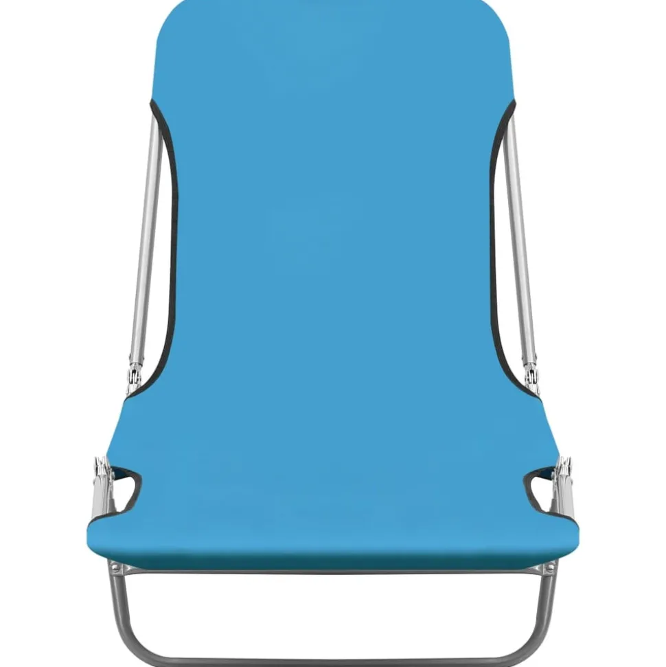 MAISON EXCLUSIVE - Chaises longues pliables lot de 2 acier et tissu bleu