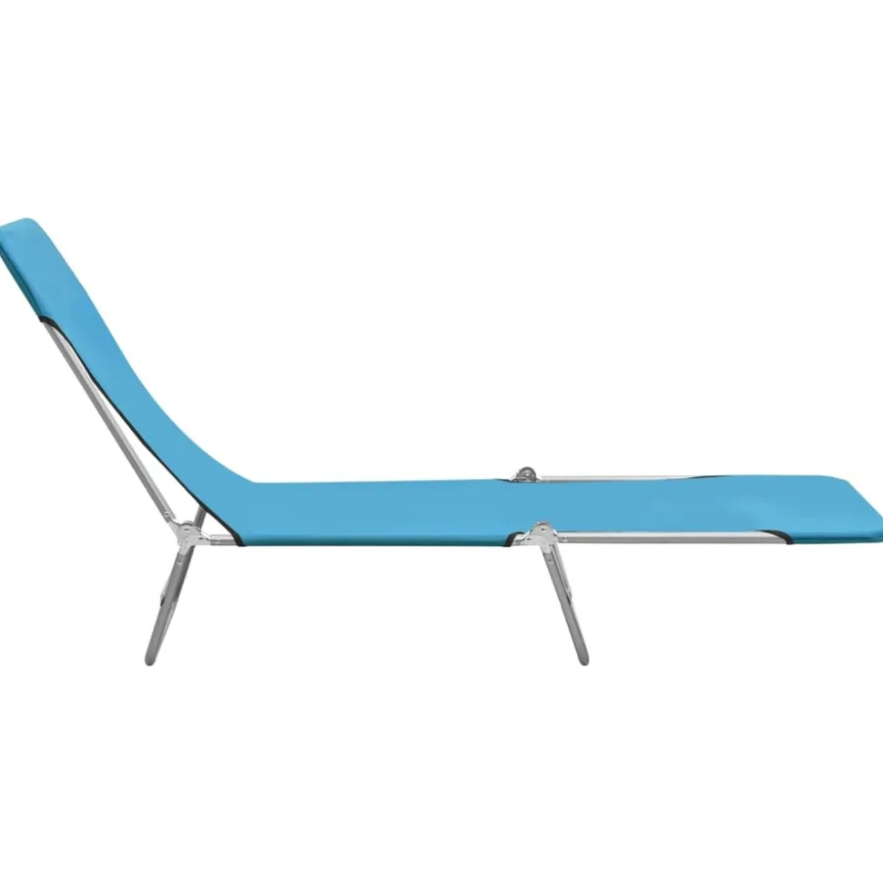 MAISON EXCLUSIVE - Chaises longues pliables lot de 2 acier et tissu bleu