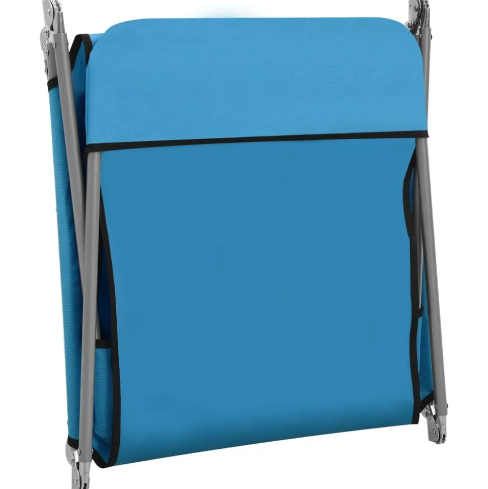 MAISON EXCLUSIVE - Chaises longues pliables lot de 2 acier et tissu bleu