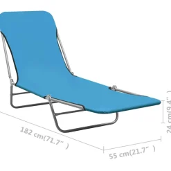 MAISON EXCLUSIVE - Chaises longues pliables lot de 2 acier et tissu bleu
