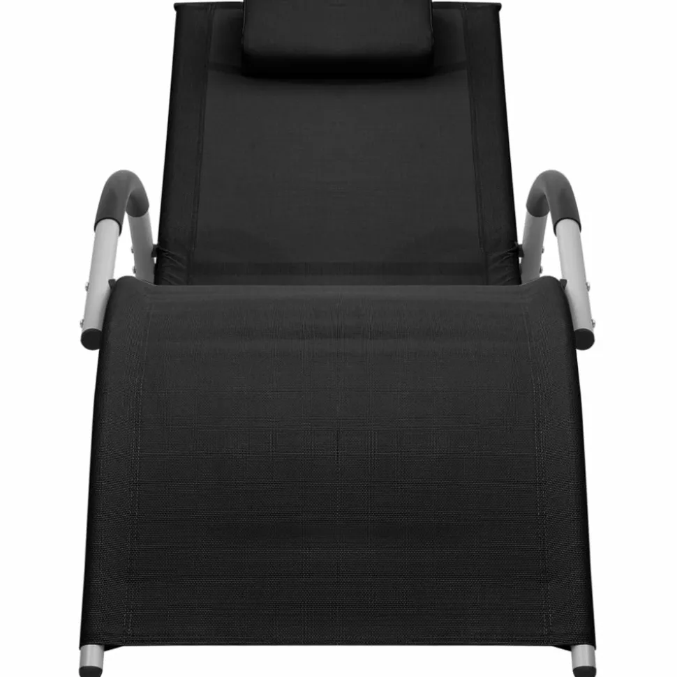 MAISON EXCLUSIVE - Chaises longues textilène lot de 2 noir et gris