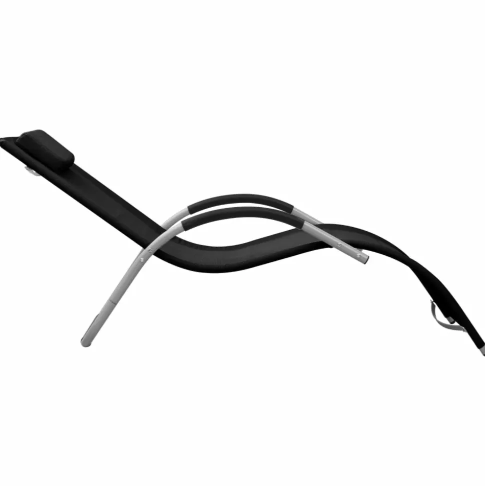 MAISON EXCLUSIVE - Chaises longues textilène lot de 2 noir et gris