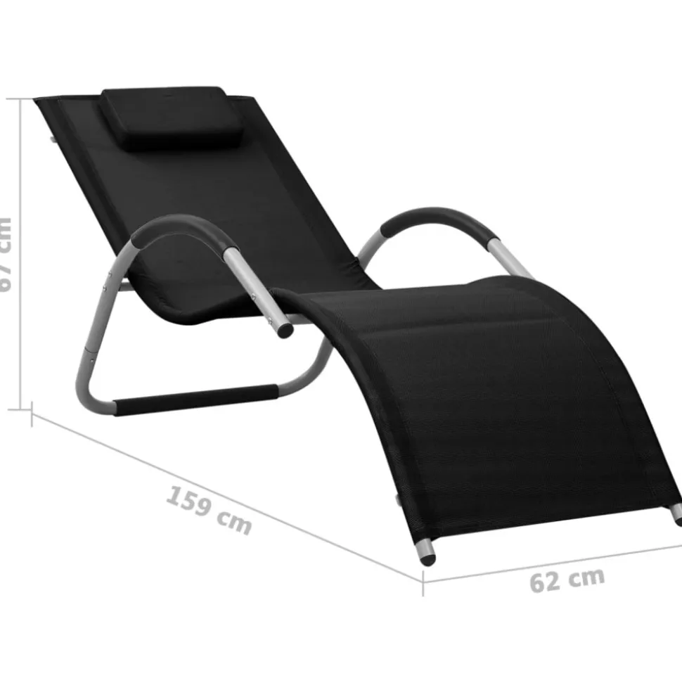 MAISON EXCLUSIVE - Chaises longues textilène lot de 2 noir et gris