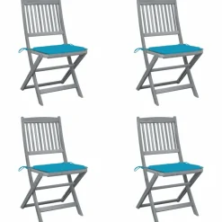 MAISON EXCLUSIVE - Chaises pliables d'extérieur lot de 4 et coussins bois d'acacia