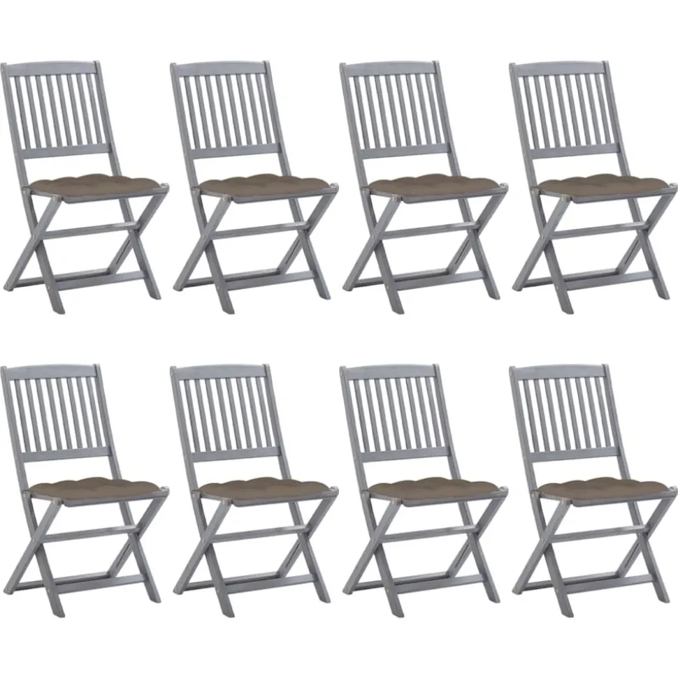 MAISON EXCLUSIVE - Chaises pliables d'extérieur lot de 8 et coussins bois d'acacia