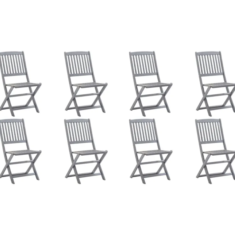 MAISON EXCLUSIVE - Chaises pliables d'extérieur lot de 8 et coussins bois d'acacia