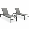 MAISON EXCLUSIVE - Chaises longues lot de 2 avec table textilène et acier